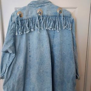 RARE Vintage Chez California Acid Wash Denim Dress Duster Jacket Plus Over Size